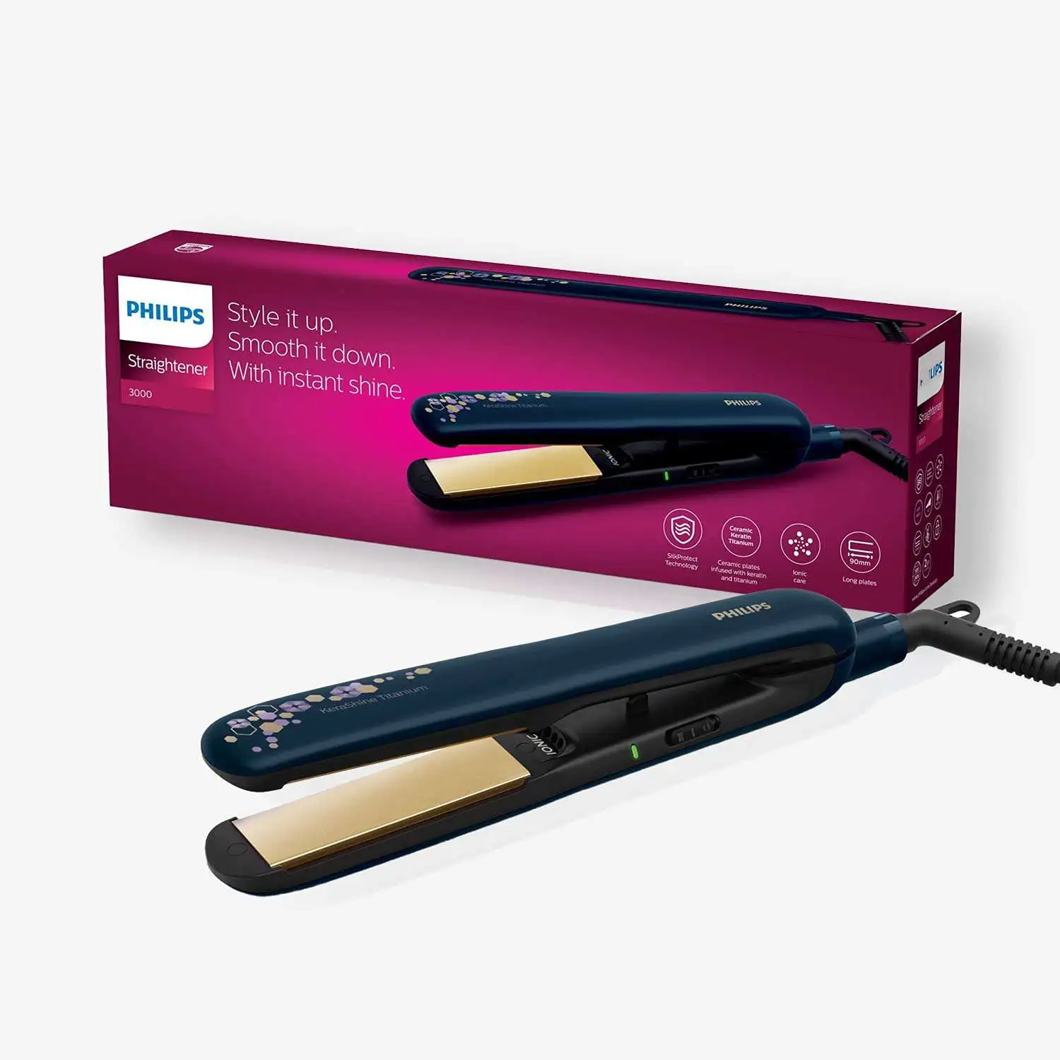 Philips BHS397/40 Corded Hair Straightener (Blue)